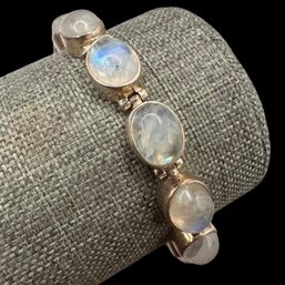 (B9) Sterling Silver Oval Moonstone Bracelet