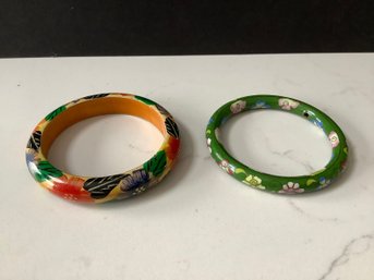 Pair Of Floral Bangle Bracelets #23