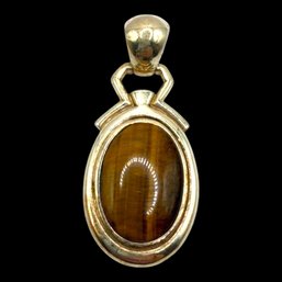 (A145) Sterling Silver Oval Tigers Eye Pendant