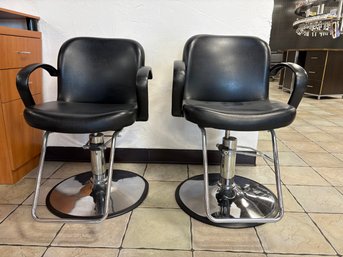 Group Of 2 Belmont Hair Stylist Chair  Auction# 2 One Of The Chairs Bottom Part Is Peeling Off