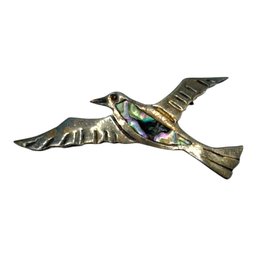 (A149) Sterling Silver Abalone Bird In Flight Brooch