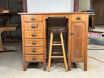 A Fantastic Vintage/Antique Industrial Work Station/Craftsman's Desk