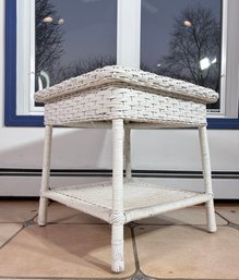 White Wicker Side Table
