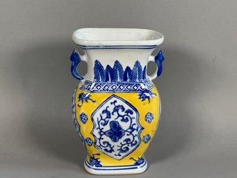 Vintage Hand Painted Asian Double Handled Vase