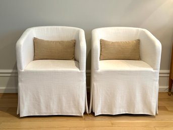 Pair Restoration Hardware Teen Ellison Skirted Armchairs