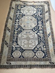 Vintage Caucasion Carpet In Sage & Blue