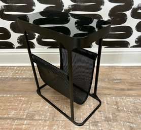 Black Glass Topped Magazine Side Table
