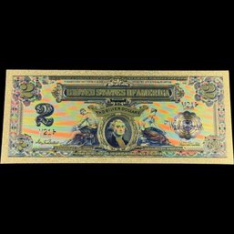 Two Dollar Silver Certificate Gold Colored Bill