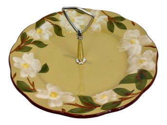 Vintage Stangl Hand-painted White Dogwood Serving Tray With Handle