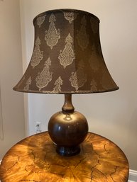 Jamie Young Rustic Style Metal Lamp With Patterned Silk Shade (LOC:S1)