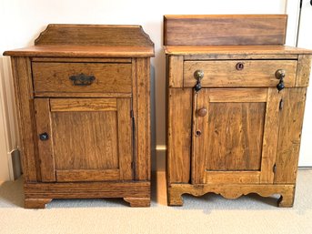 Two Antique Oak Washstands