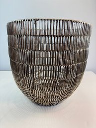 A Silver Woven Basket By Gil & Roy