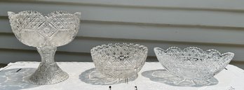 Three Pieces Of American Brilliant Cut Glass