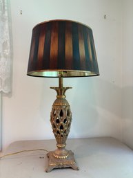 Vintage French Mid-century Wooden Table Lamp With A Pineapple Motif (2 Of 2)