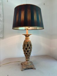 Vintage French Mid-century Wooden Table Lamp With A Pineapple Motif (1 Of 2)