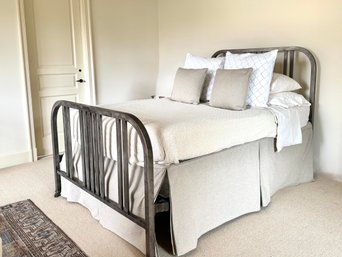 Industrial Style Metal Bed With Linens Full Size