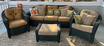 Four Piece Green Wicker Set