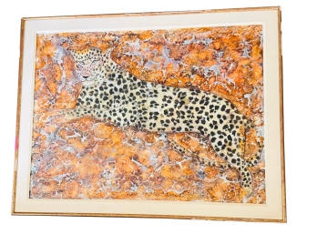 Leopard Acrylic Painting On Canvas, Framed