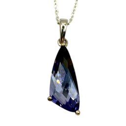 (A170) DJOY Sterling Silver Faceted Purple Stone Chain Link Necklace