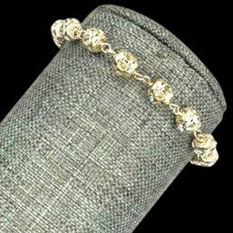(A172) Sterling Silver Link Bracelet With Cross Charm