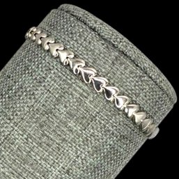 (A173) Italian Sterling Silver Heart Link Bracelet