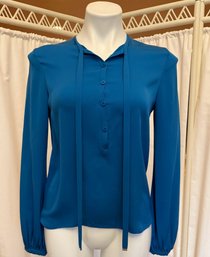Lovely Diane Von Furstenberg Turquoise Blue Silk Blouse Size 4