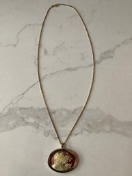 Vintage Gold Toned Cameo Necklace #63