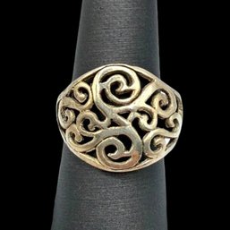 (A18) Sterling Silver Scroll Ring, Size 6