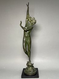 Antique 1925 Gorham Company Founders Harriet Frishmuth 'Crest Of The Wave' Bronze Statue