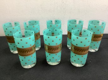 Teal And Gold Fred Press Drinking Glasses