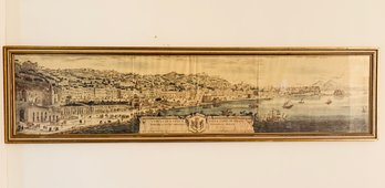 After Ignazio Sclopis, Veduta Di Napoli Dalla Parte Di Chiaja, Color Engraving