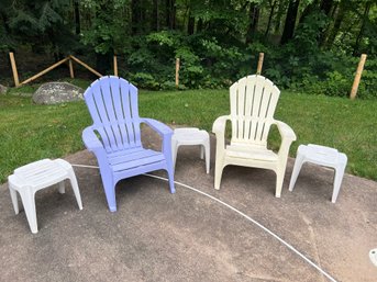 Group Of 2 Adirondack Chairs And 3 Small Tables