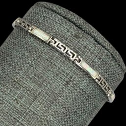 (A180) Sterling Silver Opal Link Bracelet
