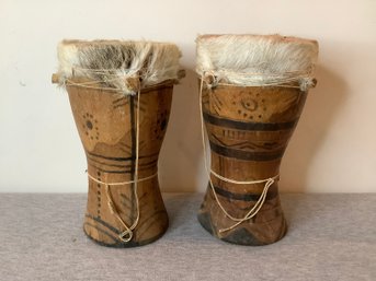 Pair Of Vintage African Drums