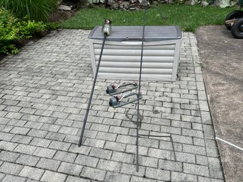 Deck Box, Pineapple Tiki Torch, Sprinklers, And Shepards Hook