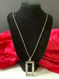 Sterling Silver Rectangle Pendant Necklace #68