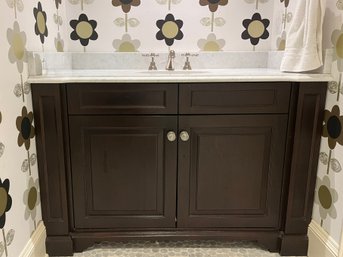 A 50 Inch Custom Wood Vanity - Marble Top - Rohl Arcana Polished Nickel Faucet - Bath 1A