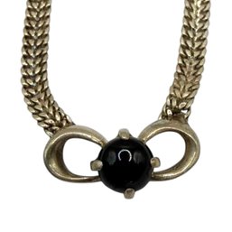 (A185) Thick Italian Sterling Silver Onyx Bead Necklace