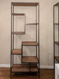 A Rustic Wood & Metal Shelving Unit (1 Of 2)