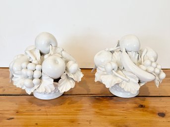 Pair Of Vintage Handmade Italian Fruit Topiary Bowls