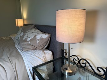 A PAIR Of Contemporary Brushed Nickel Table Lamps