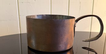 Extra Large Antique Cooper Dovetailed Sauce Pan, Pot Kettle 14' Wide With Handle 6' Deep/Tall