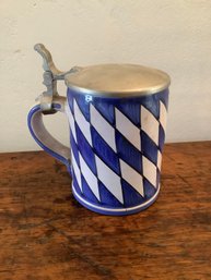 Vintage Blue & White Lidded Beer Stein