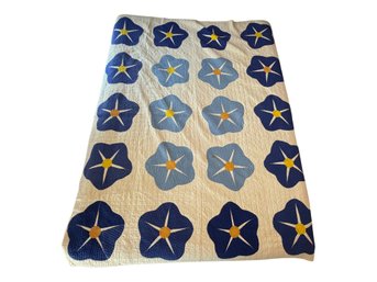 Handmade Floral Quilt Or Cotton Coverlet