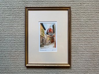 Framed Watercolor Of Florence, Italy - Signed & Dated 2001