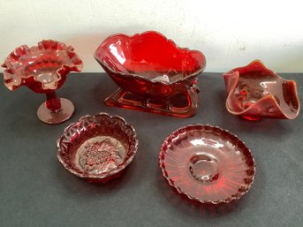 Mixed Red Glass Lot