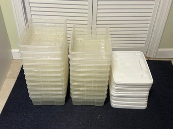 Lot Of 21 Shoe Bins With Lids