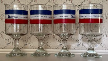 Four Harvey's Souvenir Wine Glasses
