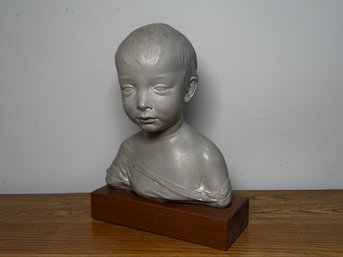 Vintage Bust Of A Child Sculpture After Desiderio Da Settignano 'Little Boy' Sculpture