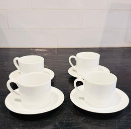 Set Of 4 - White China Espresso Cups/saucers